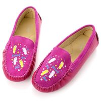 G.Ms. 童鞋-麂皮X牛皮彩繪貼鑽休閒鞋-甜桃紅
