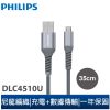【Philips 飛利浦】防彈絲35cm Micro USB手機充電線(DLC4510U)