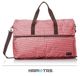 HAPITAS 粉紅色條紋蝴蝶結 旅行袋 行李袋 摺疊收納旅行袋 插拉桿旅行袋 HAPI+TAS H0004-271 (大)