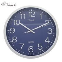 Telesonic/天王星鐘錶 簡單設計風藍色時鐘 掛鐘 日本機芯