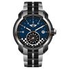 MINI Swiss Watches 英倫風範賽車旗幟運動計時鋼帶腕錶-藍 MINI-51ES