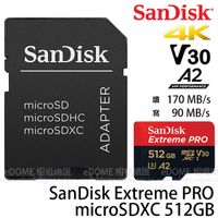SanDisk Extreme PRO micro SD SDXC 512GB 170MB/S V30 A2 (免運 終身保固) 512G SDSQXCZ-512G