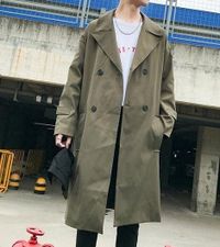 FINDSENSE Z1 韓國 時尚 潮 男 秋冬 純色 寬鬆 長款 風衣外套