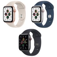 Apple Watch SE (GPS＋LTE) , 44mm 鋁金屬錶殼 搭配 運動錶帶 _台灣公司貨＋贈品 Apple Watch SE LTE , 44mm 銀色鋁金屬錶殼 深邃藍色運動錶帶