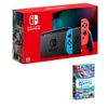 Nintendo Switch電力加強版主機-紅藍手把+1片遊戲片+螢幕保護貼【愛買】