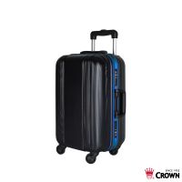 【CROWN 皇冠】19.5吋 超輕量 彩色鋁框行李箱- 黑色深藍框
