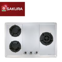 櫻花 SAKURA-珍珠壓紋不鏽鋼三口檯面式瓦斯爐G-2633S(天然瓦斯)