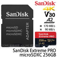 SanDisk Extreme PRO micro SD SDXC 256GB 170MB/S V30 A2 (免運 增你強/群光終身保固) 256G SDSQXCZ-256G