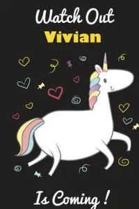 Vivian: Cute Unicorn - Personalized Blank Lined Journal Notebook Gift For Girls