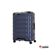【CROWN 皇冠】日本同步款 獨特箱面手把 行李箱 悍馬箱 (雙輪/TSA海關鎖/超耐摔)22吋藍色