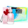 DSQUARED2 WOOD 天性女性淡香水(100ml)+品牌透明炫彩果凍化妝包(30X8X16cm)-公司貨