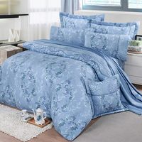 【FITNESS】精梳純棉加大七件式床罩組-律彌爾(藍)