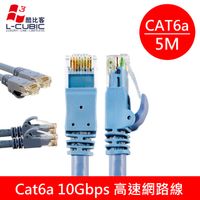 L-CUBIC Cat6a 10Gbps 圓芯極高速網路線/藍圓/5M