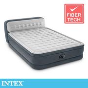 INTEX 豪華菱紋雙人加大充氣床內建電動幫浦_床頭檔片設計(64447)