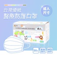 【台灣製造】台灣優紙 不織布口罩 成人口罩 平面口罩 50入/盒