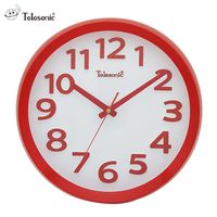 Telesonic/天王星鐘錶 現代時尚立體字紅色時鐘 掛鐘 日本機芯