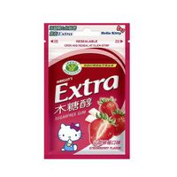 EXTRA 木糖醇沁甜草莓無糖口香糖袋裝 28g【屈臣氏】