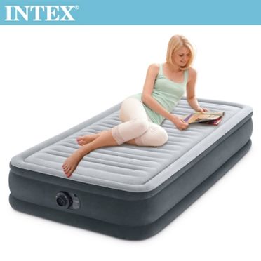 INTEX 豪華型橫條內建電動幫浦充氣床 - 單人 (67765)