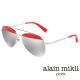 【alain mikli 法式巴黎】金屬雙樑眉框飛行員造型太陽眼鏡(艷紅 AL4004-006)