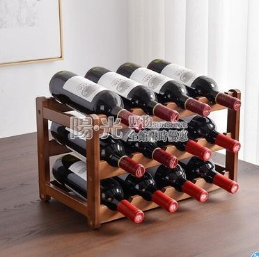 酒架 紅酒架擺件葡萄酒架子實木家用小型現代簡約紅酒櫃展示架紅酒格子