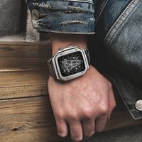 適用於 Apple Watch 7 4 5 6 SE 錶帶男士 s Apple Watch 改裝 AP 橡木金屬不銹鋼多