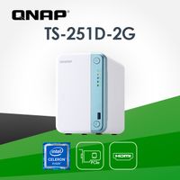 [WD NAS碟(3年保) 1TB*1] QNAP TS-251D-2G NAS(2Bay/Intel/2GB)