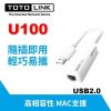 TOTOLINK U100 USB 轉 RJ45 有線網路卡【支援Windows免驅動 /Linux / MAC系統】
