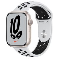 Apple Watch S7 GPS，45mm 星光色鋁金屬錶殼 搭白色黑洞 Nike運動錶帶 _ 台灣公司貨 + 贈
