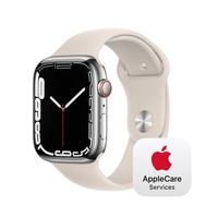 Apple Watch Series 7 GPS + Cellular, 45mm Silver Stainless Steel Case with Starlight Sport Band