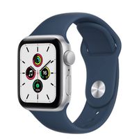 Apple Watch SE GPS , 44mm 銀色鋁金屬錶殼 搭深邃藍運動錶帶 _ 台灣公司貨