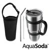 美國AquaSoda 304不鏽鋼雙層保溫保冰杯(買一送五)-神祕黑色提袋