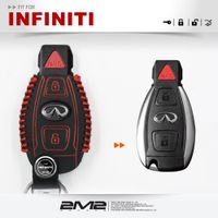 2m2鑰匙皮套infiniti q30 極致汽車 感應鑰匙 智慧型鑰匙 鑰匙包 紅色 兩鍵款 (9.6折)