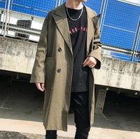 FINDSENSE Z1 韓國 時尚 潮 男 秋冬 寬鬆 大口袋 中長款 風衣外