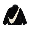 Nike 外套 NSW Faux Fur Jacket 女款 休閒 羔羊外套 絨毛 穿搭 流行 黑 白 CU6559-010