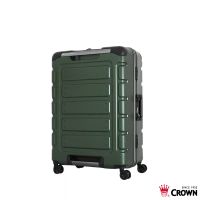 【CROWN 皇冠】日本同步款 獨特箱面手把 行李箱 悍馬箱 (雙輪/TSA海關鎖/超耐摔)22吋深綠色