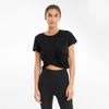 PUMA 女款黑色瑜珈系列Studio扭結短版短袖T恤-NO.52022801
