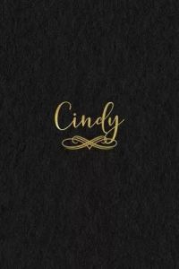 Cindy: Personalized Journal to Write In - Black Gold Custom Name Line Notebook